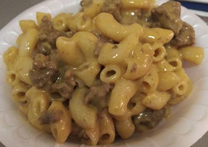 Steps to Make Homemade Hamburger mac and cheese