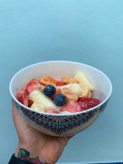 Una foto de Macedonia frutas