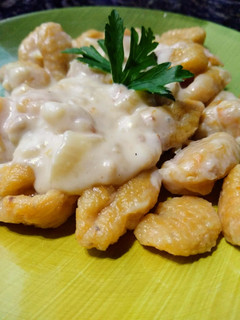 Una foto de Ñoquis de calabaza con salsa de Roquefort