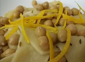 Foto di Maltagliati con ceci, cumino e arancia