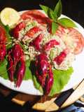 Ensalada de Trigo Tierno y Cangrejo de Río con Vinagreta de Salvia de Piña