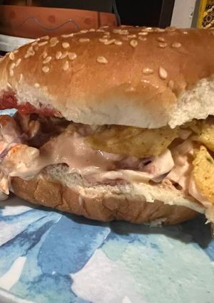 A picture of Egg shami kebab burger.