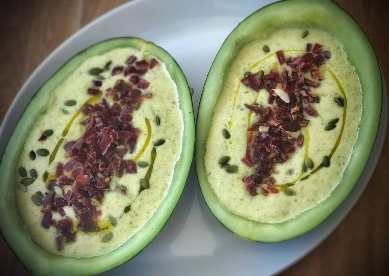 Crema fría de melón con jamón (en Thermomix)