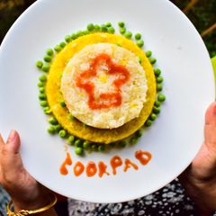 Two Tier Pulao Cake With Edible Cookpad Logo A picture of Two Tier Pulao Cake With Edible Cookpad Logo.