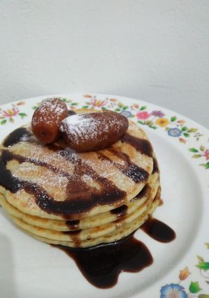 Foto resep Pancake kurma saus coklat bersalju #BikinRamadanBerkesan