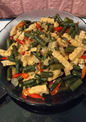 Foto resep Tumis oseng tempe kacang panjang simpel