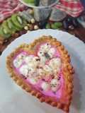Dragon fruit custard with Meringue Hazelnut Tart