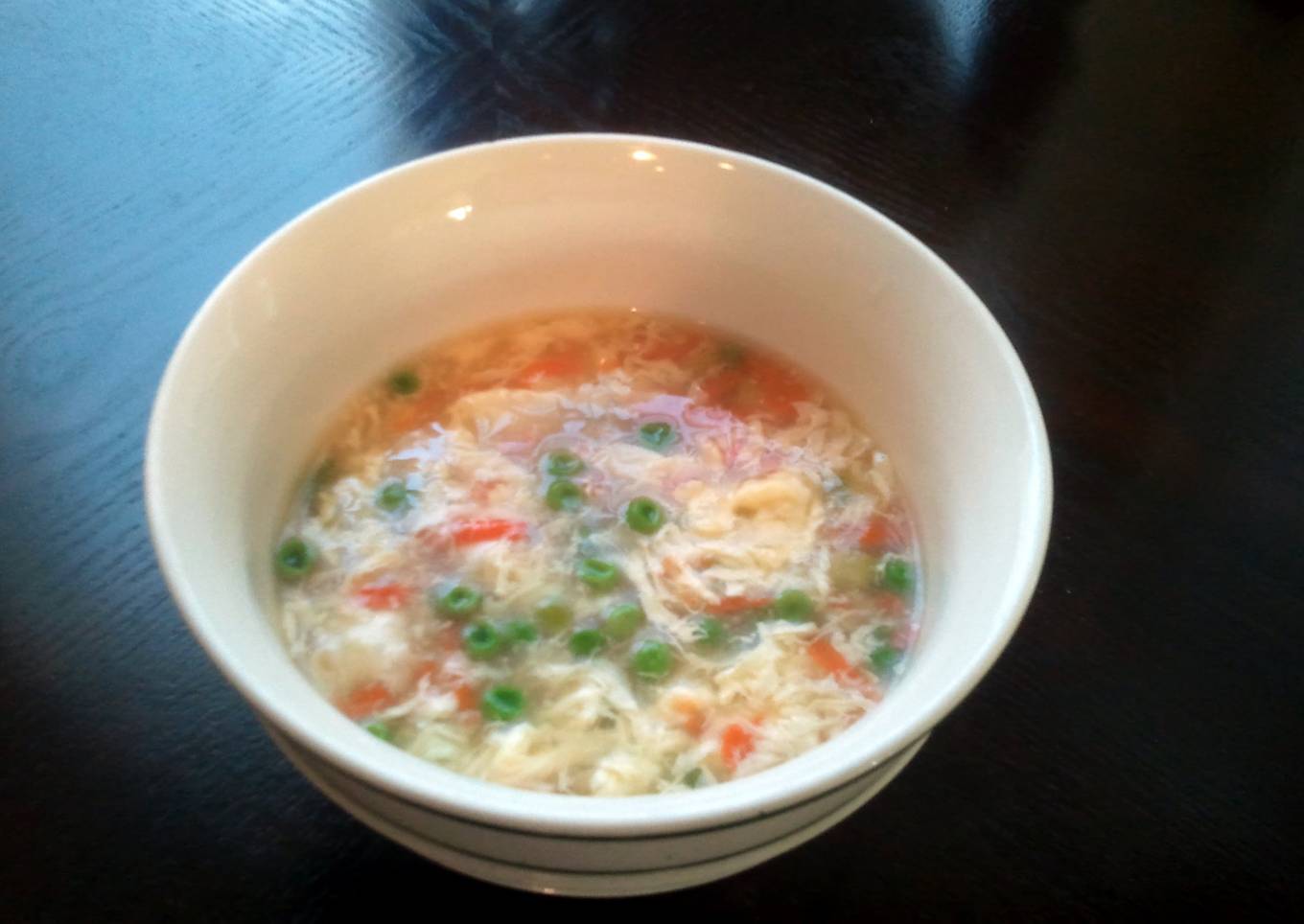 Egg drop soup, peas & carrots