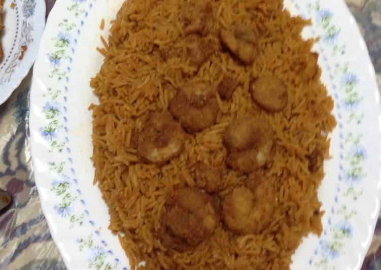 ارز بالجمبرى المقلى