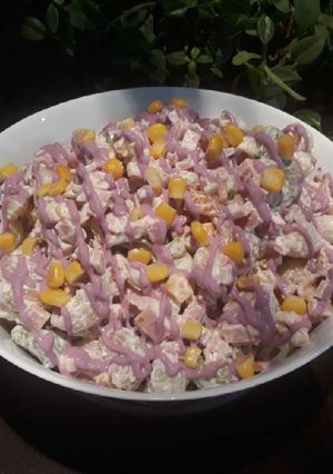 عکسی از دستور سالاد ماکارونی رویایی💜💛💚