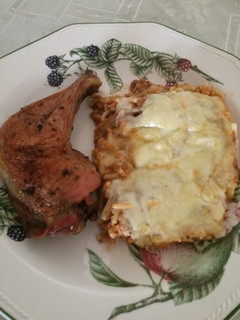 Una foto de Budín de tallarines con pollo asado