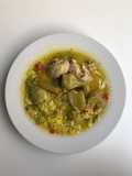 Arroz con cardos, verduras y pollo