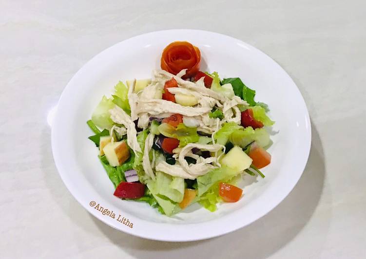 Langkah Mudah untuk Menyiapkan Salad sayur + dada ayam yang Lezat