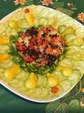 Salade de concombre, tomates, poivron et algues de Bretagne