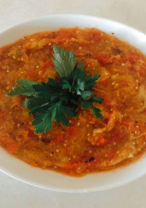 صورة لوصفة سلطة الباذنجان المشوي 🍅🌶🍆