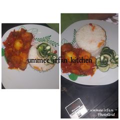 A picture of Rice and potatoe soup.