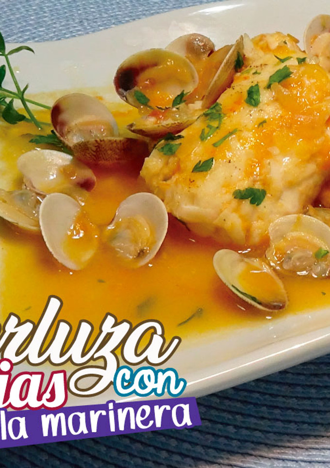 Una foto de Merluza con almejas a la marinera ¡Súper fácil y espectacular!