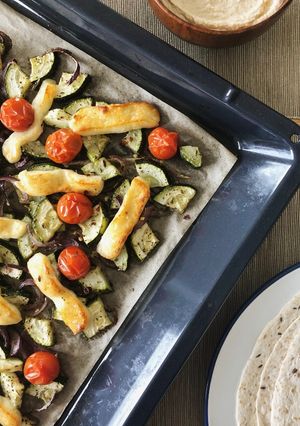 A picture of Halloumi Traybake.