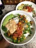 Taco bowl au poulet et au cottage cheese