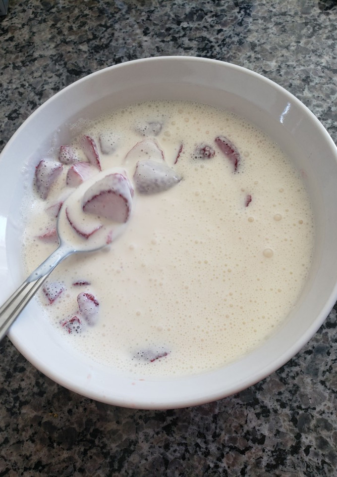 Una foto de Fresa con leche