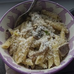 A picture of Mushroom pasta.