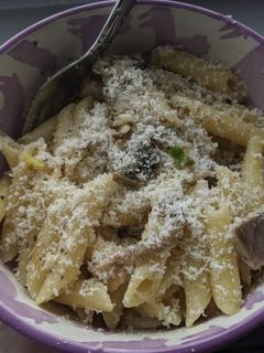 A picture of Mushroom pasta.