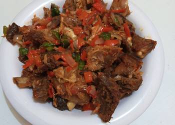 Easiest Way to Recipe Tasty Peppered Asun Goat meat