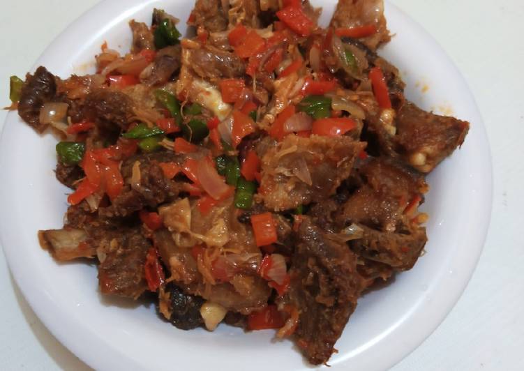 Simple Way to Prepare Super Quick Homemade Peppered Asun. (Goat meat)