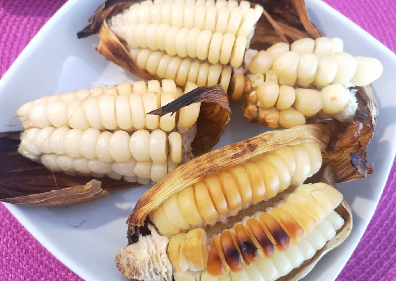Choclos y camotes al horno