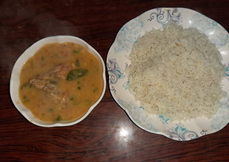 How to Make Quick Chany ki daal chicken with chawal