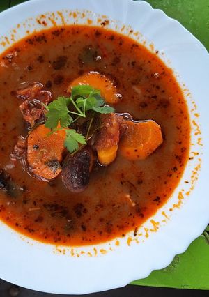 Babgulyás lóbabból bográcsban 🥣🥣🥣🥣🥣🥣 recept fotója