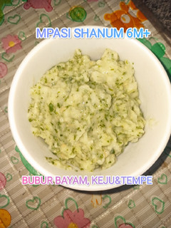 Foto resep MPASI Bubur Bayam, Keju&Tempe (Shanum 6m+)