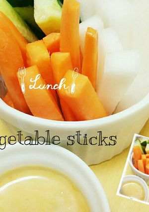 A picture of Vegetable Sticks with Miso Mayo Dip.