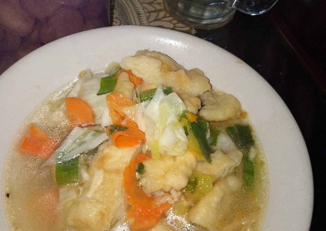 Capcay gandum kuah Pedes