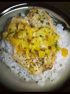 A picture of Orange salsa tilapia.