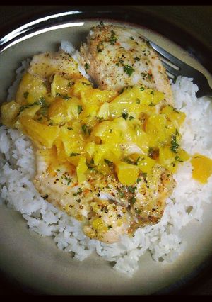 A picture of Orange salsa tilapia.
