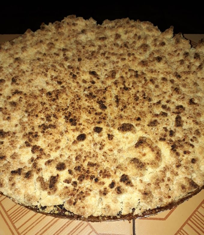 Una foto de Kuchen de manzanas y migas aleman