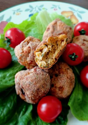 Sajtos-zöldfűszeres-padlizsános pulykafasírt (air fryerben) recept fotója
