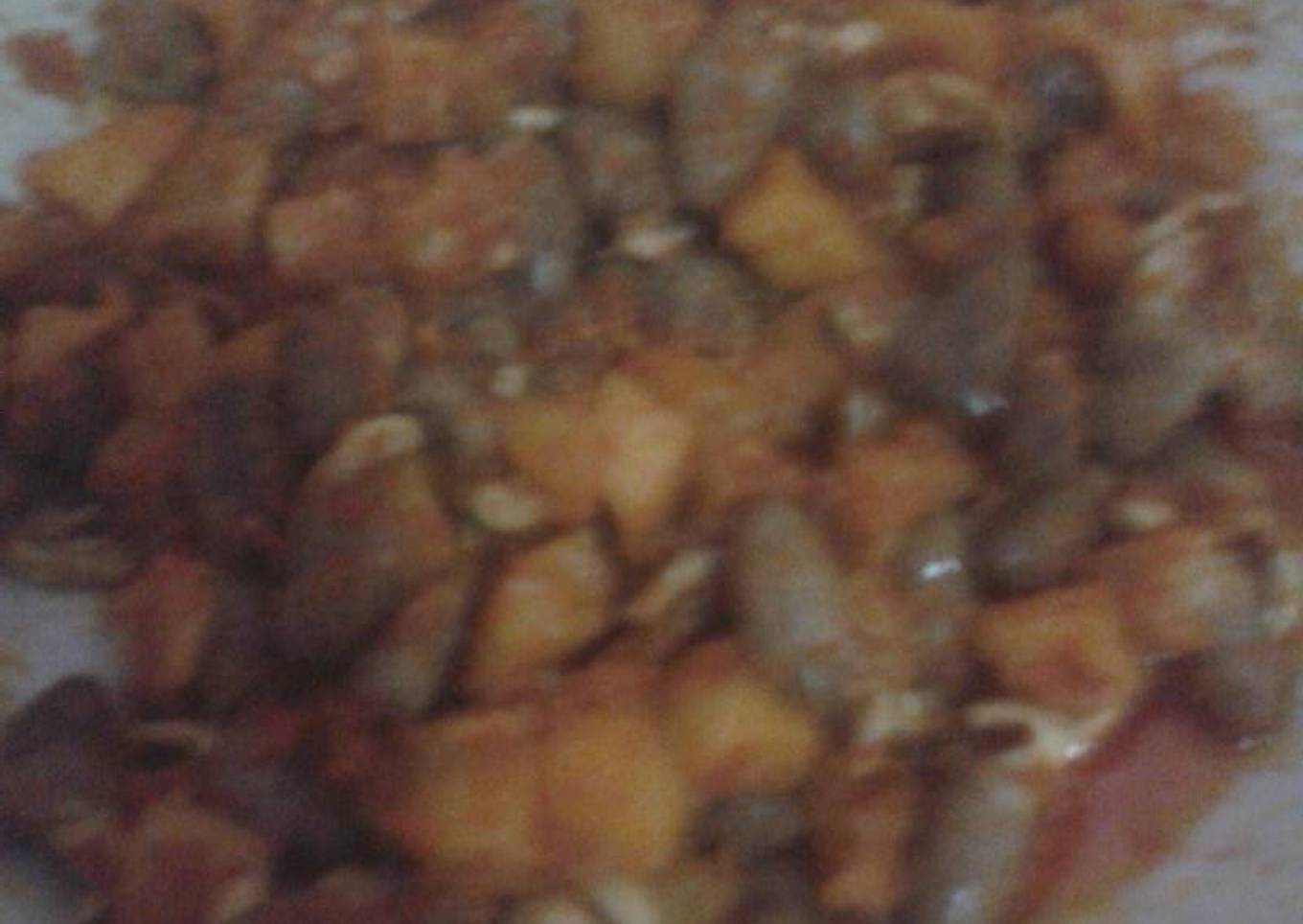Balado kentang dan jantung ayam
