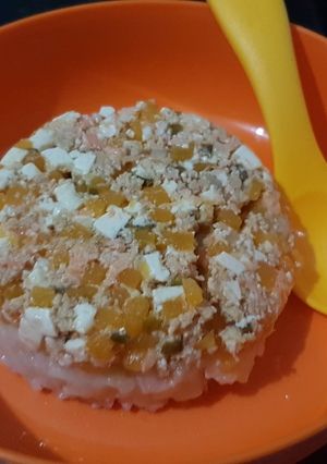 Foto resep Nasi Tim Ayam Salmon MPASI