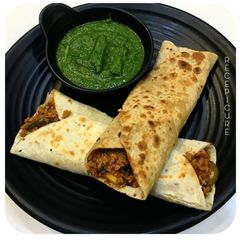 Soya keema wrap (chinese style) A picture of Soya keema wrap (chinese style).