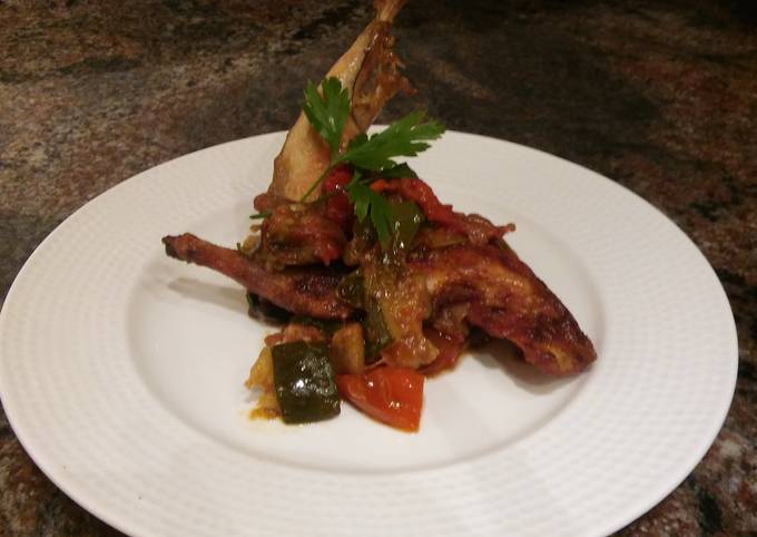 Easiest Way to Prepare Homemade Rabbit with Catalan Ratatouille - Conill amb Samfaina