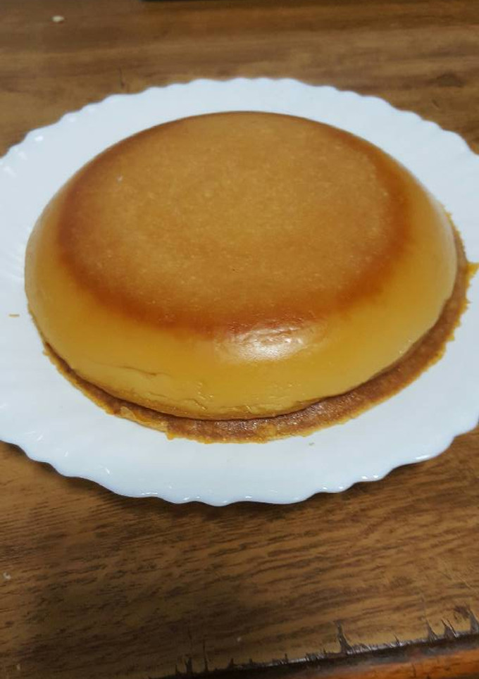 Una foto de Flan de galletas maria sin gluten ni lactosa al microondas