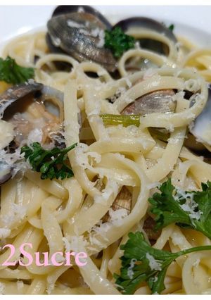 Une photo de Linguine alle vongole, linguine aux palourdes