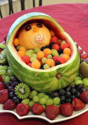 A picture of watermelon baby cradle.