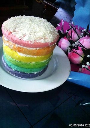 Foto resep Rainbow cake simple (steam)