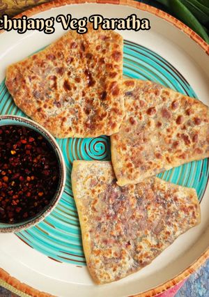 A picture of Gochujang Veg. Paratha - Korean Style.