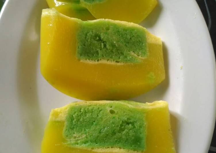 Puding cake pandan sembunyi