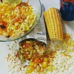 A picture of Bhelpuri an Indian street snack.