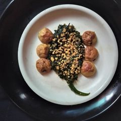 A picture of Mustard greens(sarson saag) ghonta.